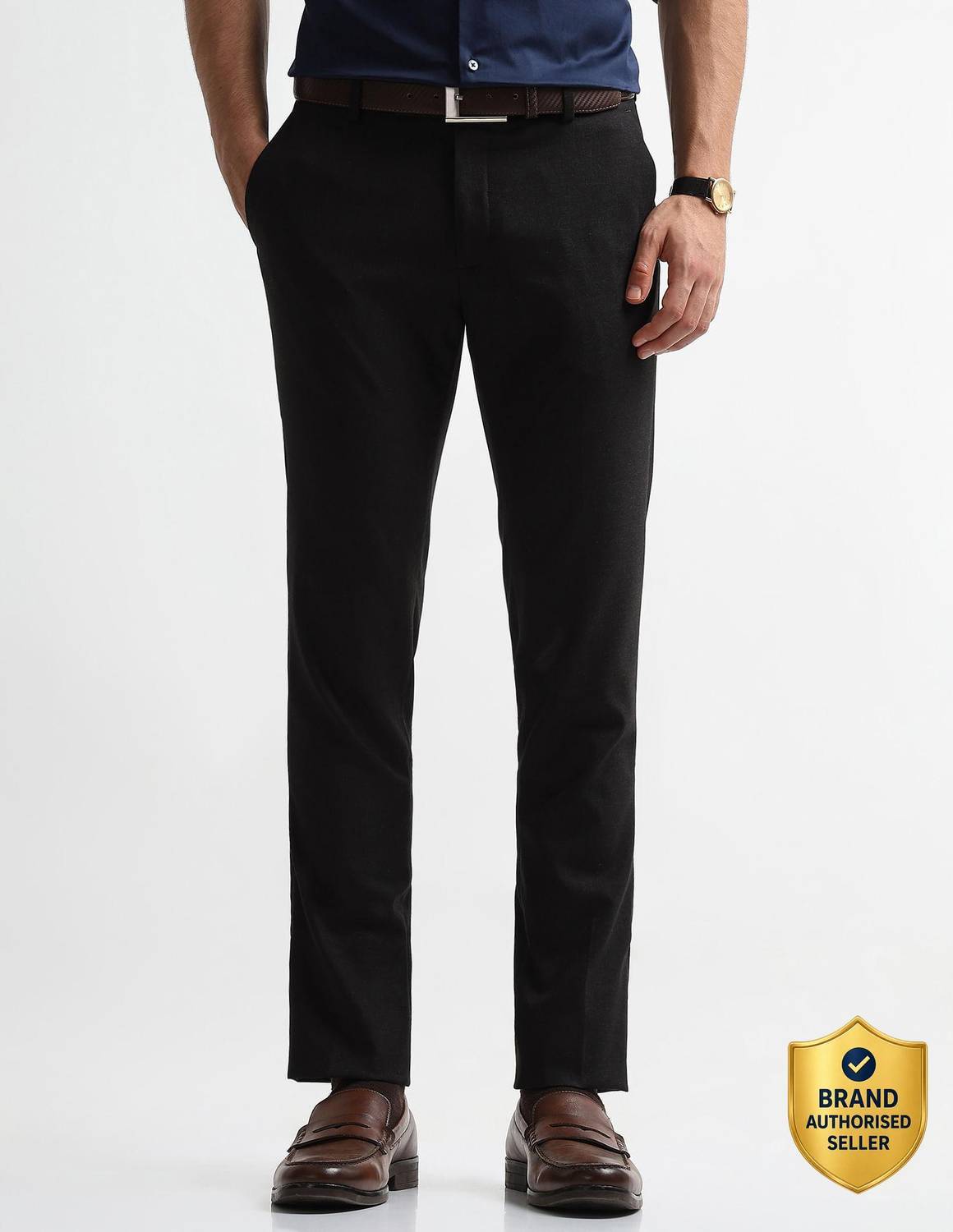 ARROW Regular Fit Men Black Trousers