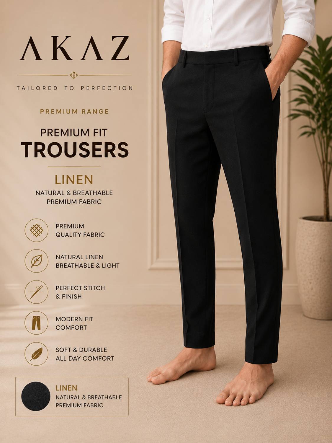 AKAZ Regular Fit Men Black Trousers