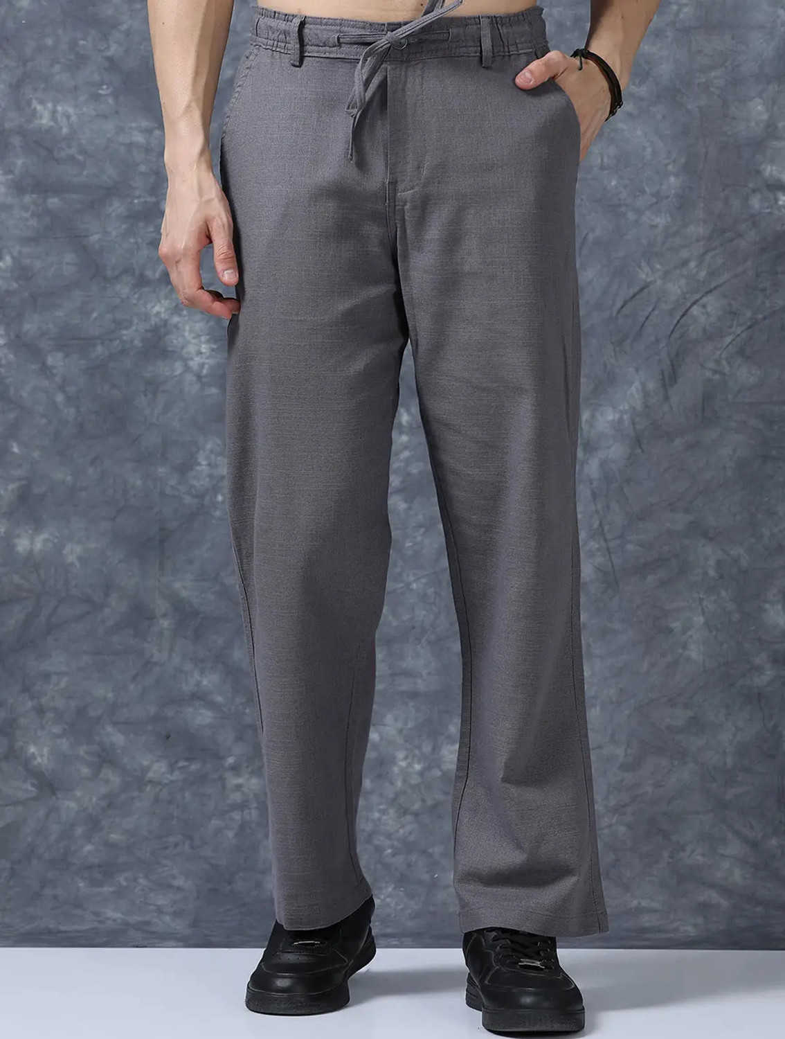 Image of FUBAR Slim Fit Men Grey Trousers