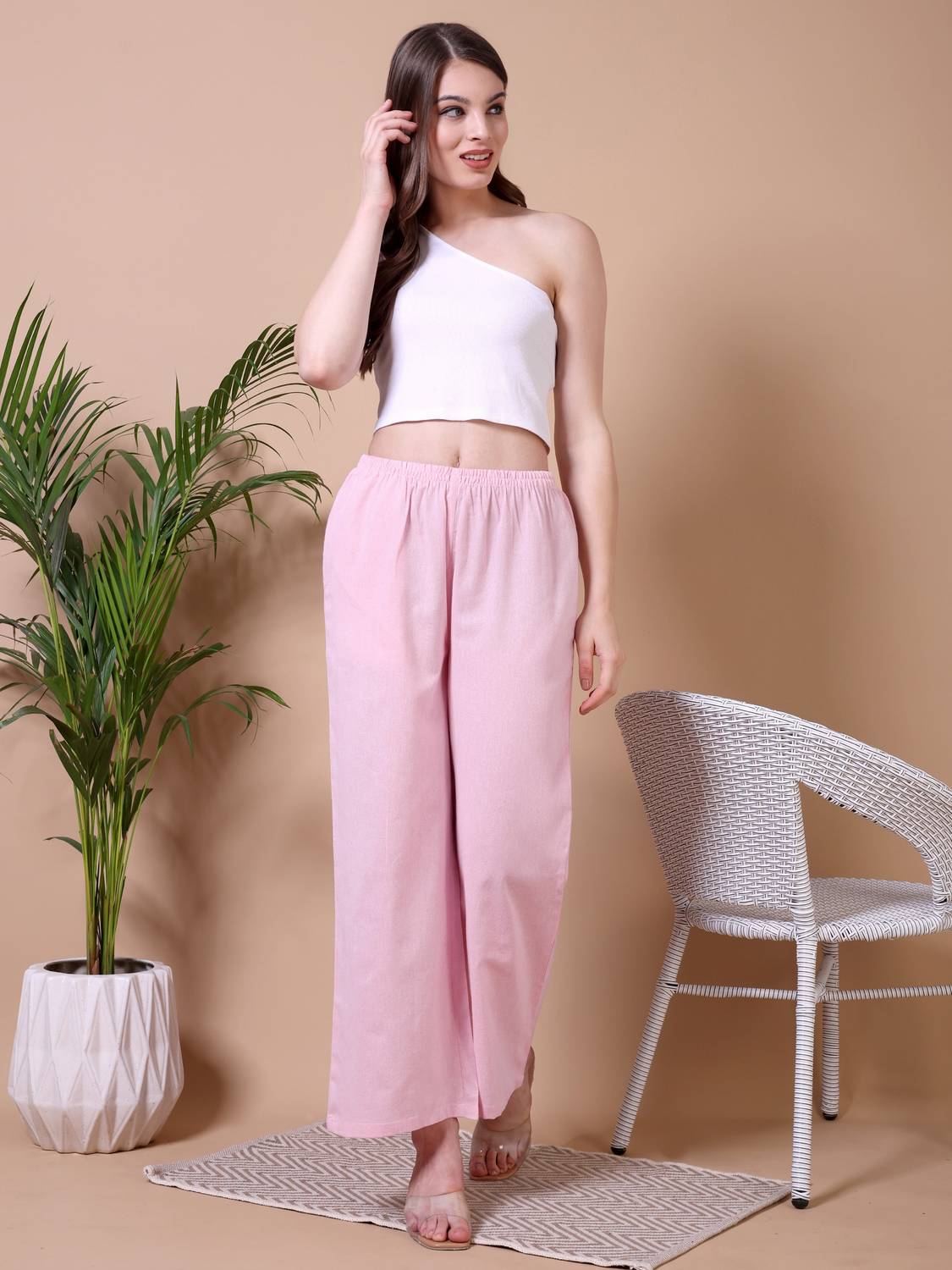 Ameerah Regular Fit Women Pink Trousers