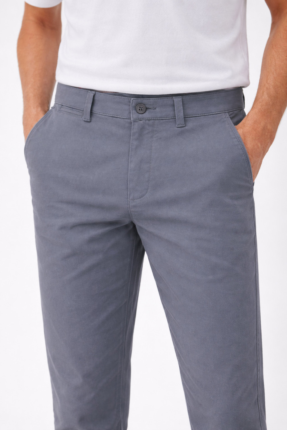 Image of DENRO Slim Fit Men Grey Trousers