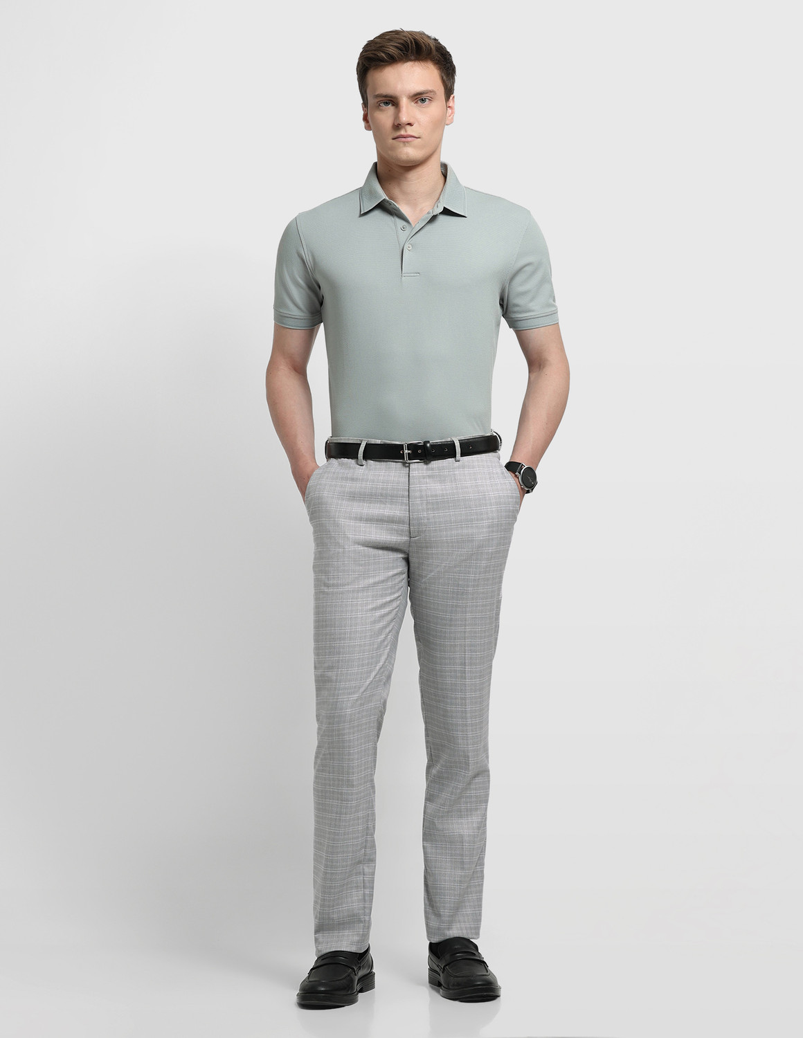 Image of ARROW Tapered Men Grey Trousers