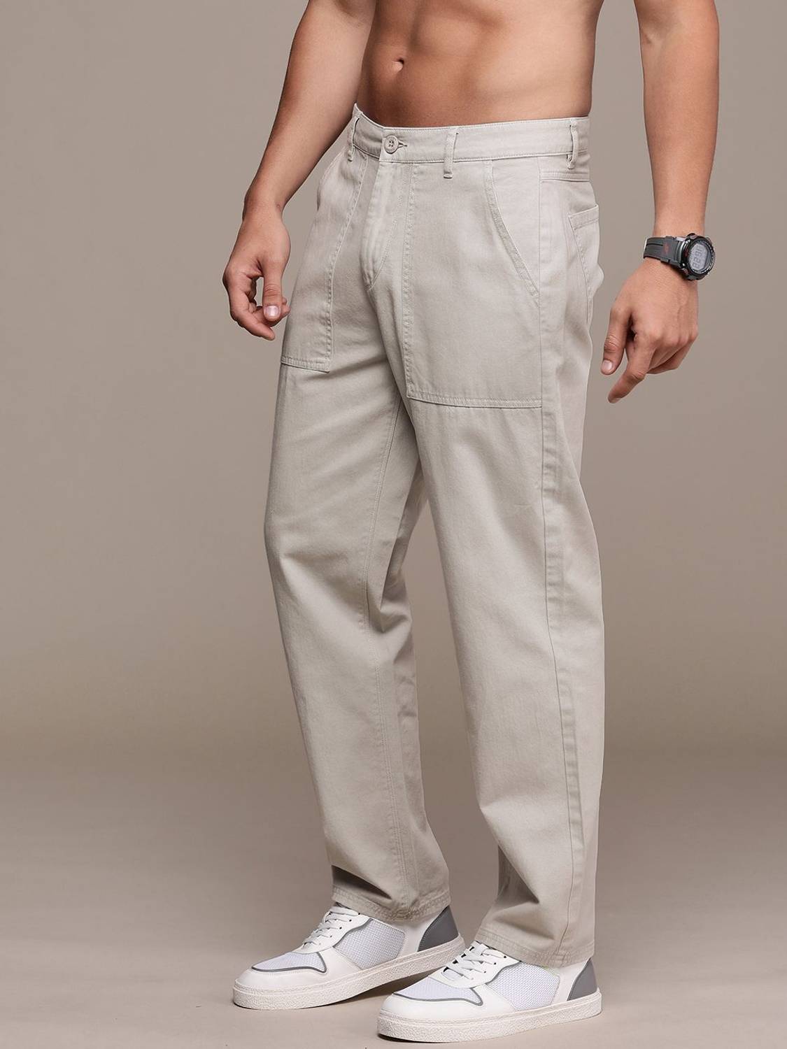 Roadster Men White Regular Fit Trousers - Image 2