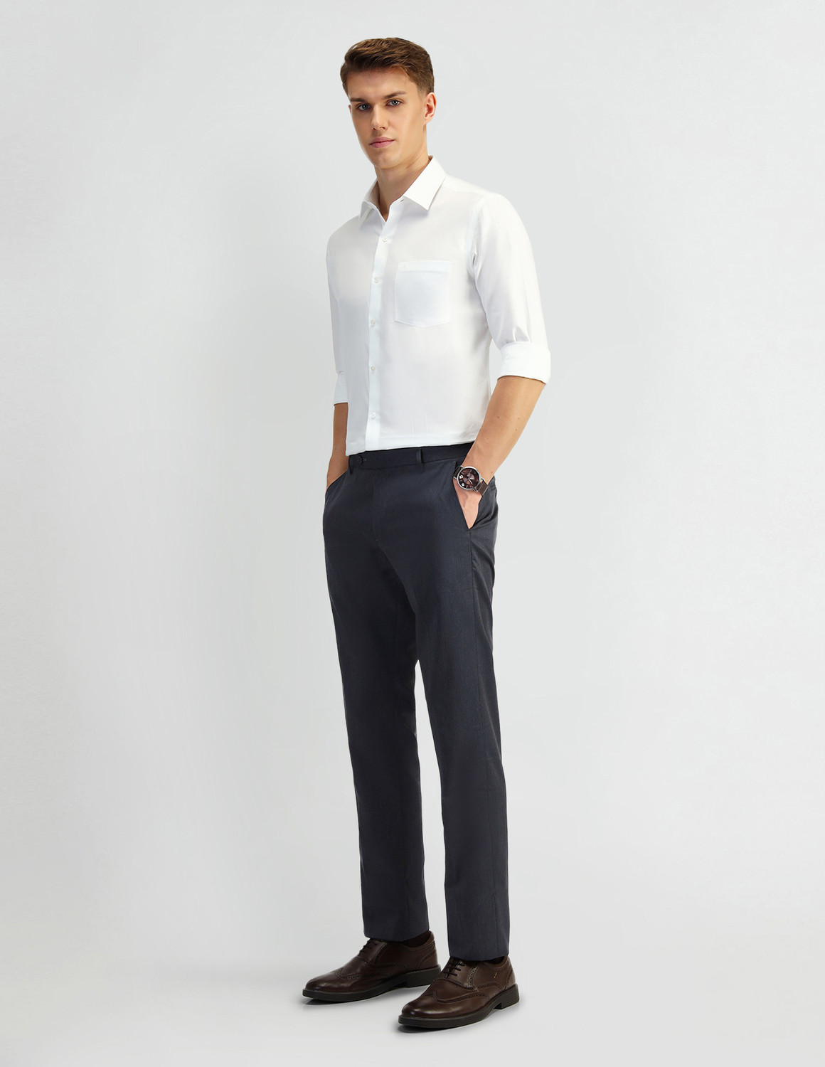 Image of ARROW Tapered Men Blue Trousers