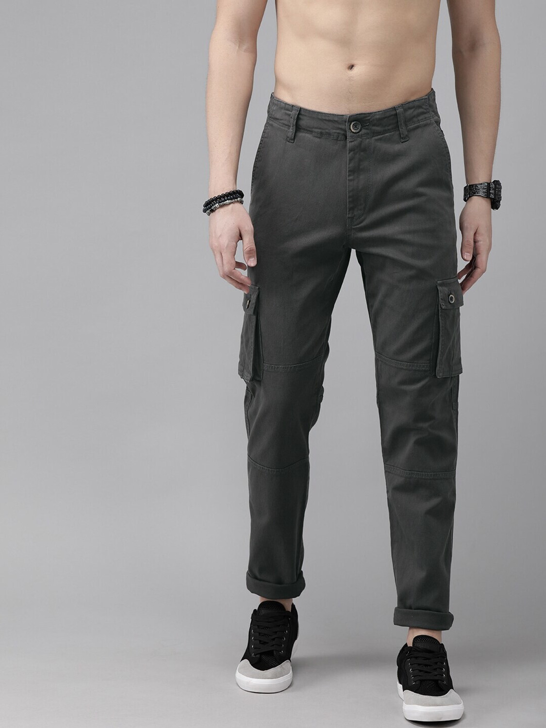 Image of Roadster Regular Fit Men Grey Trousers