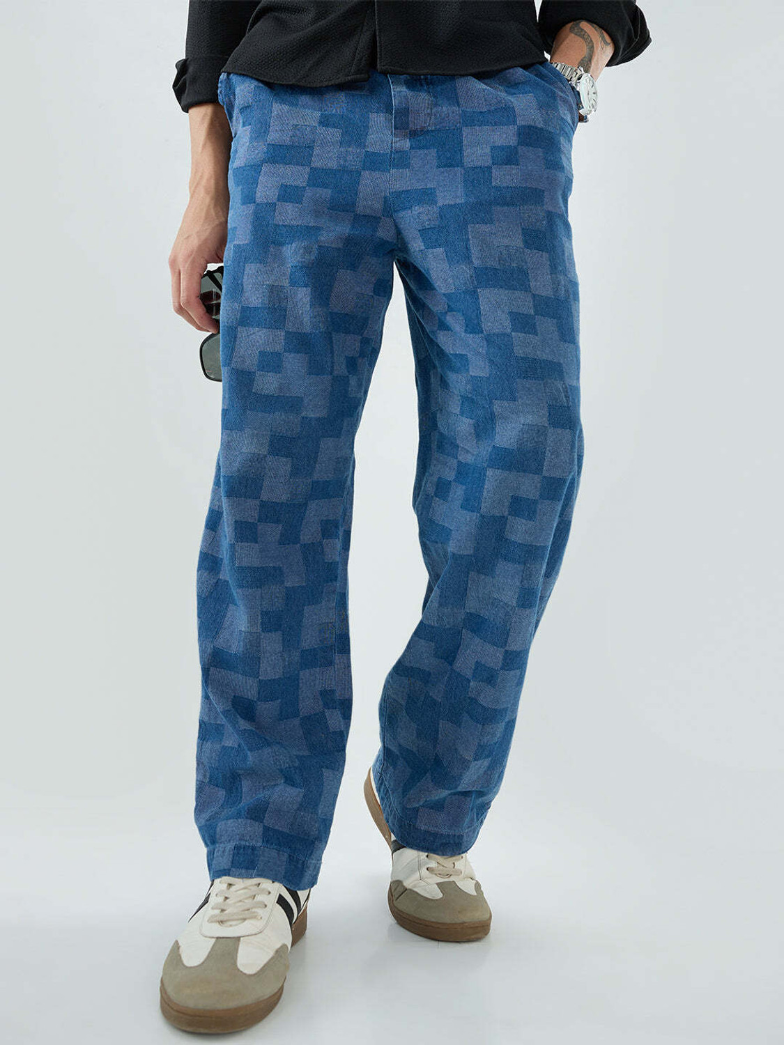 Image of VASTRADO Straight Fit Men Blue Trousers