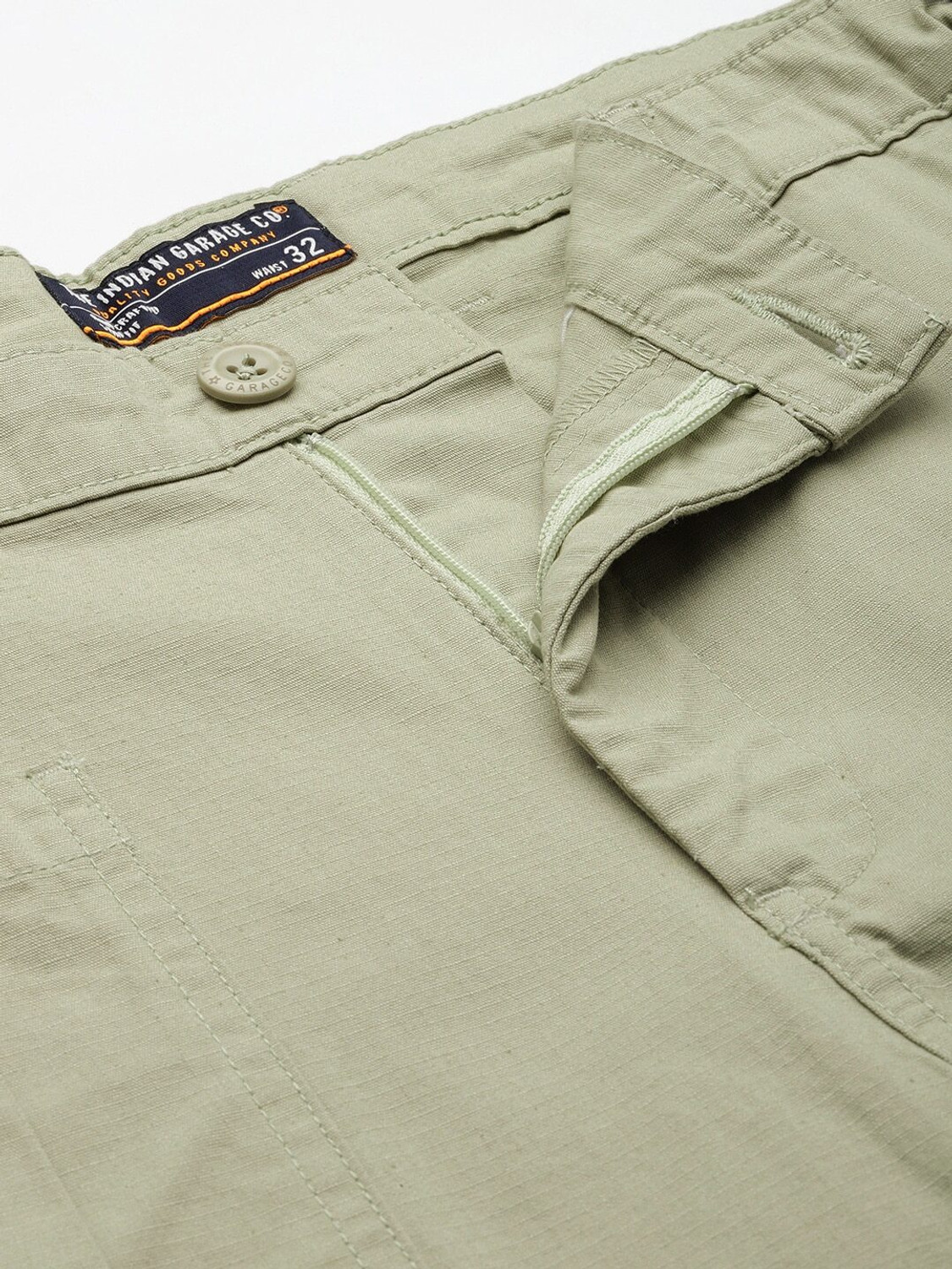 Image of The Indian Garage Co. Regular Fit Men Green Trousers
