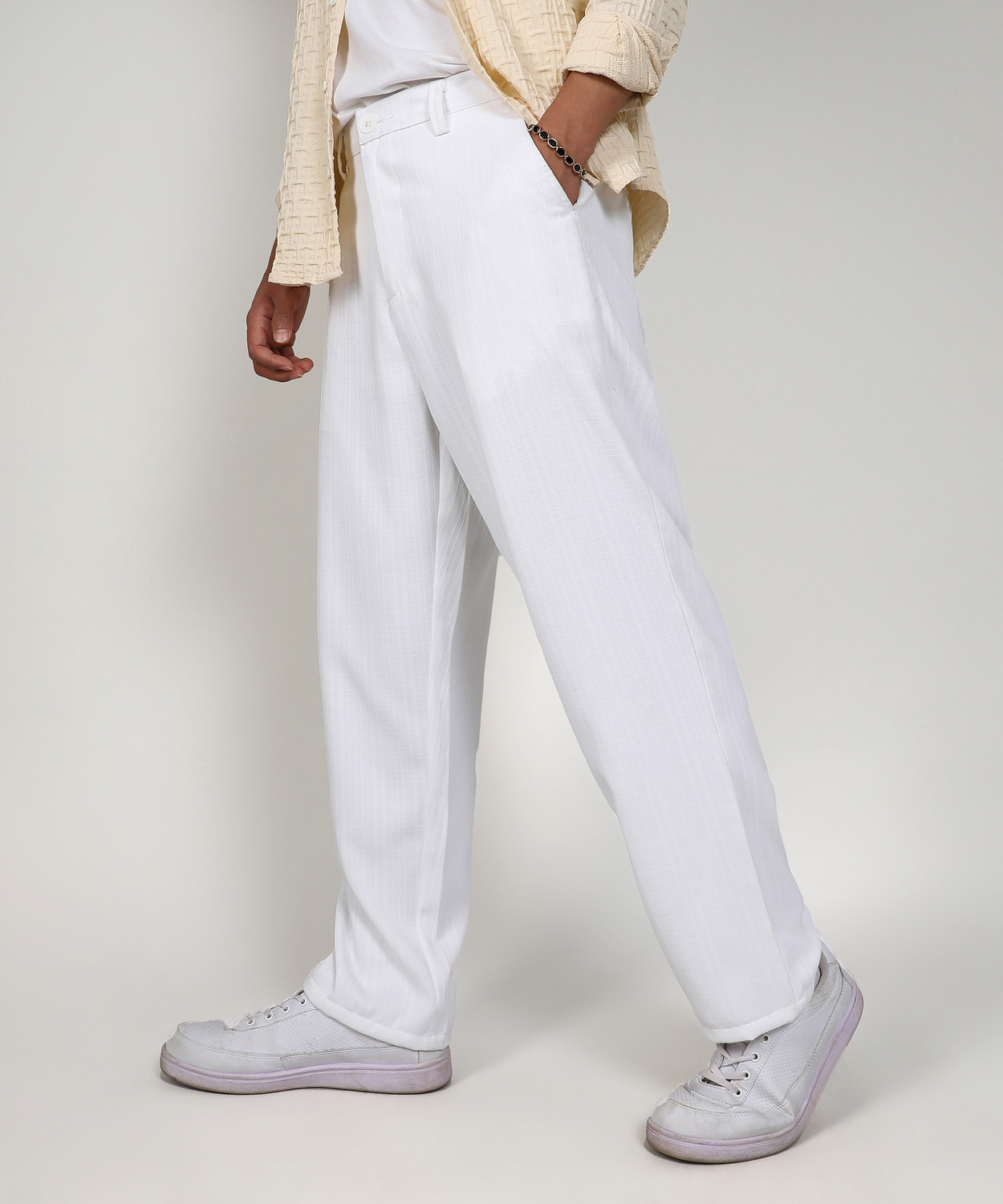 Image of CAHOOT Regular Fit Men White Trousers