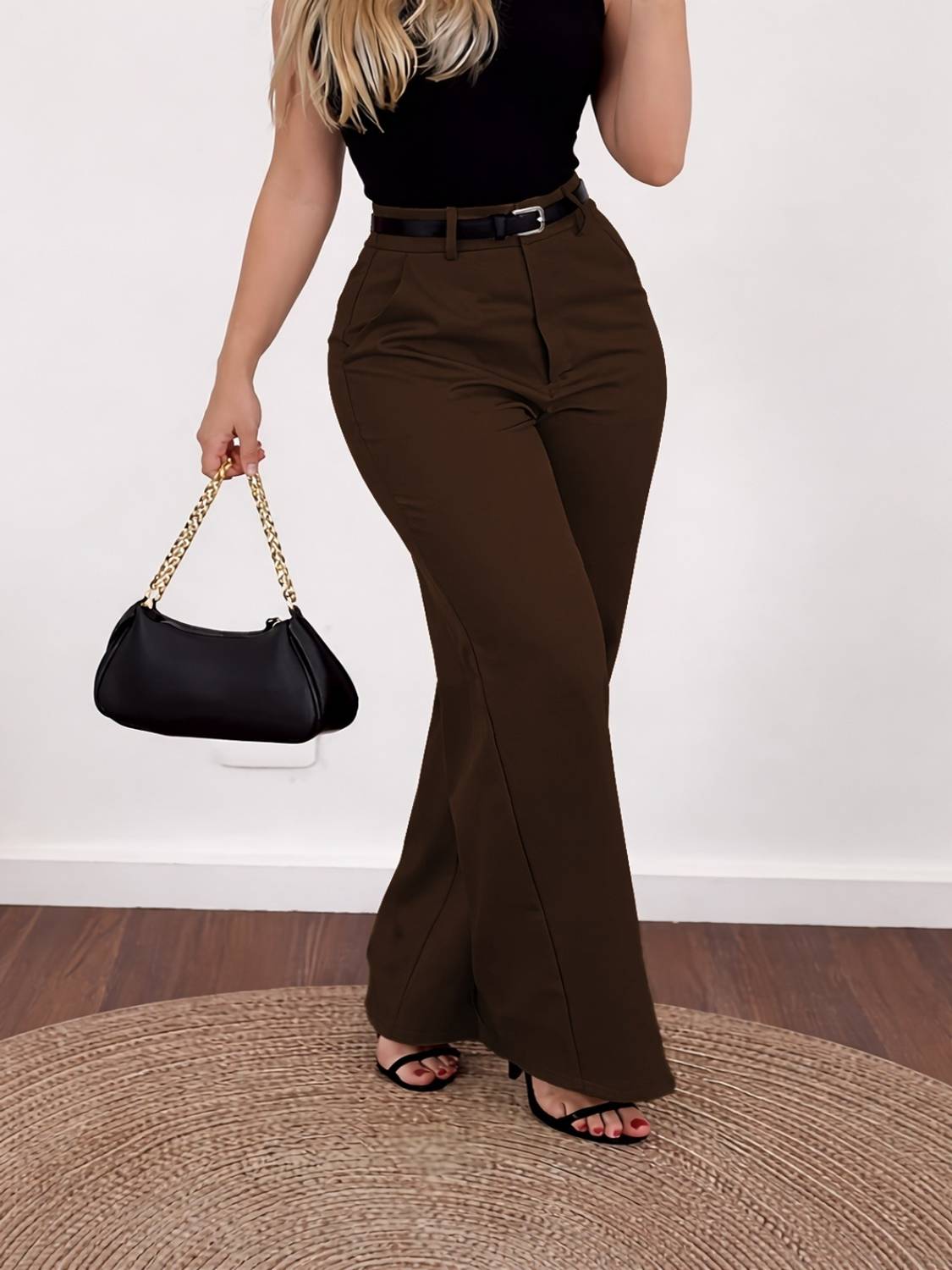 BlueKart Flared, Loose Fit Women Brown Trousers