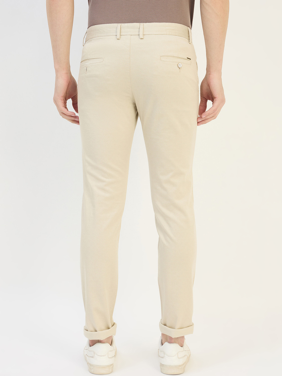 Image of DUKE Slim Fit Men Beige Trousers