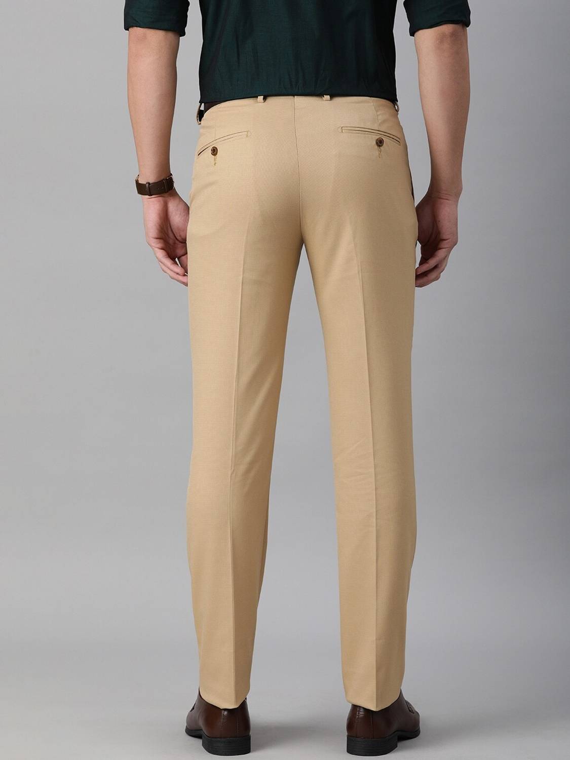 Louis Philippe Slim Fit Beige Trousers - Image 3