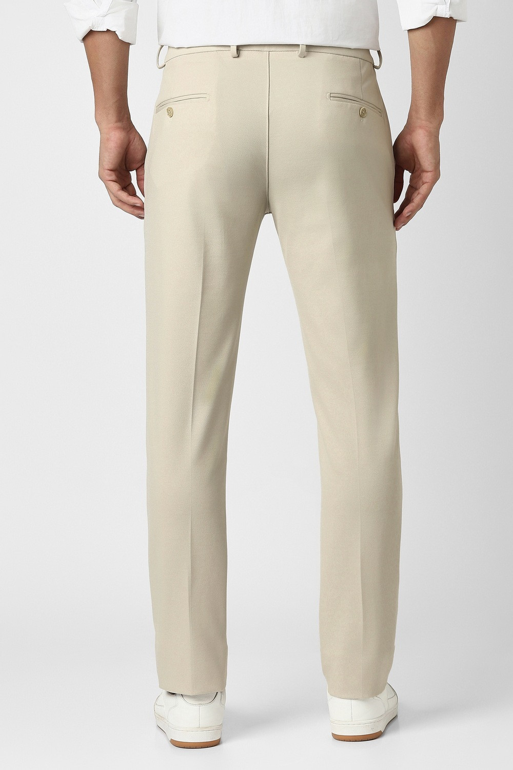 Image of PETER ENGLAND Slim Fit Men Beige Trousers