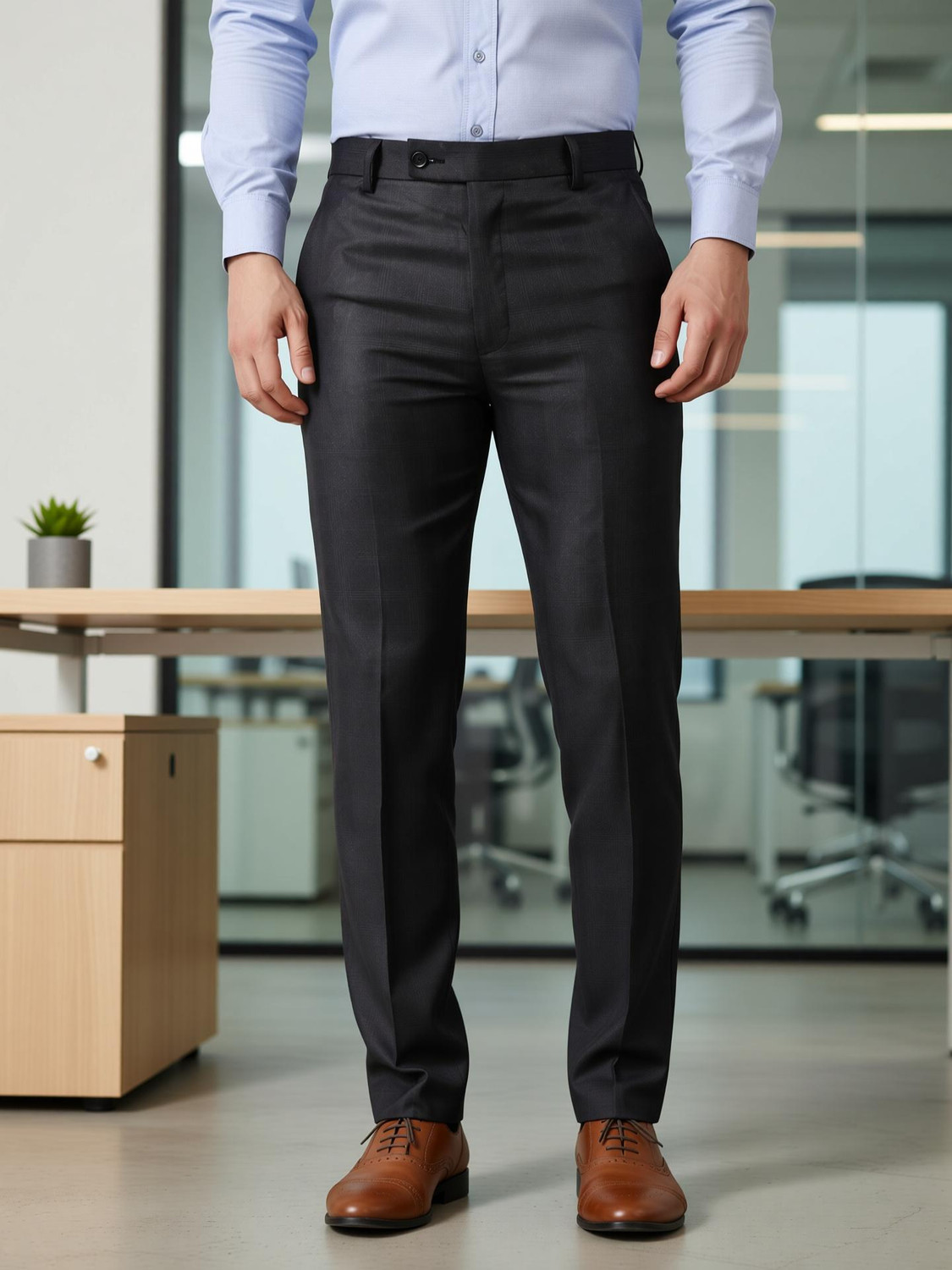 Image of SYLZON Men Grey Trousers