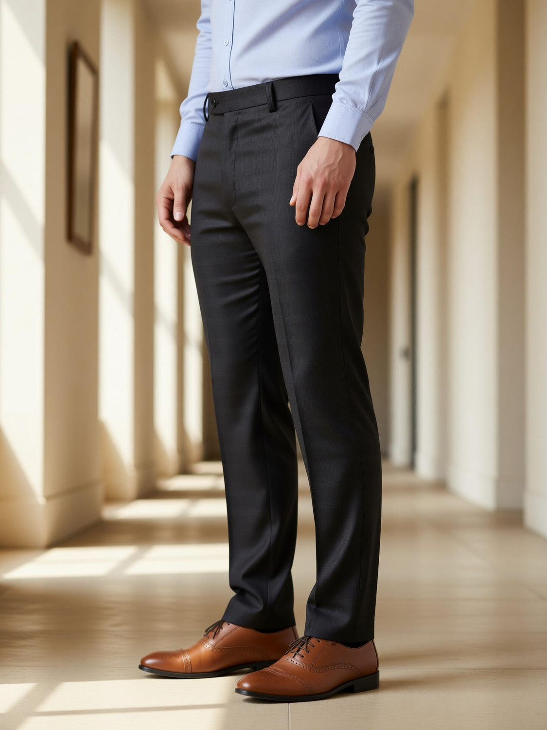 Image of SYLZON Men Grey Trousers