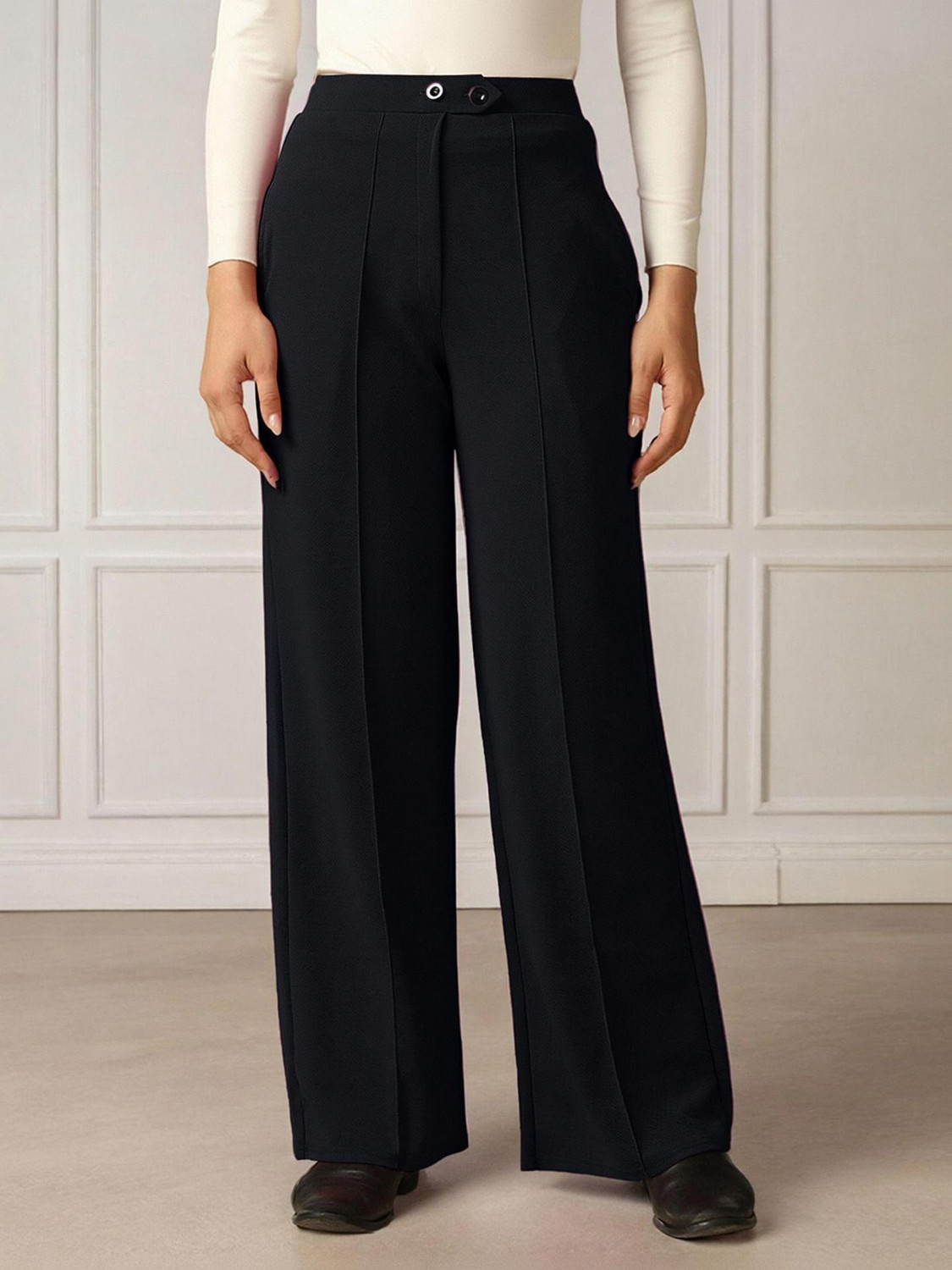 Image of Selvia Comfort Fit Women Black Trousers