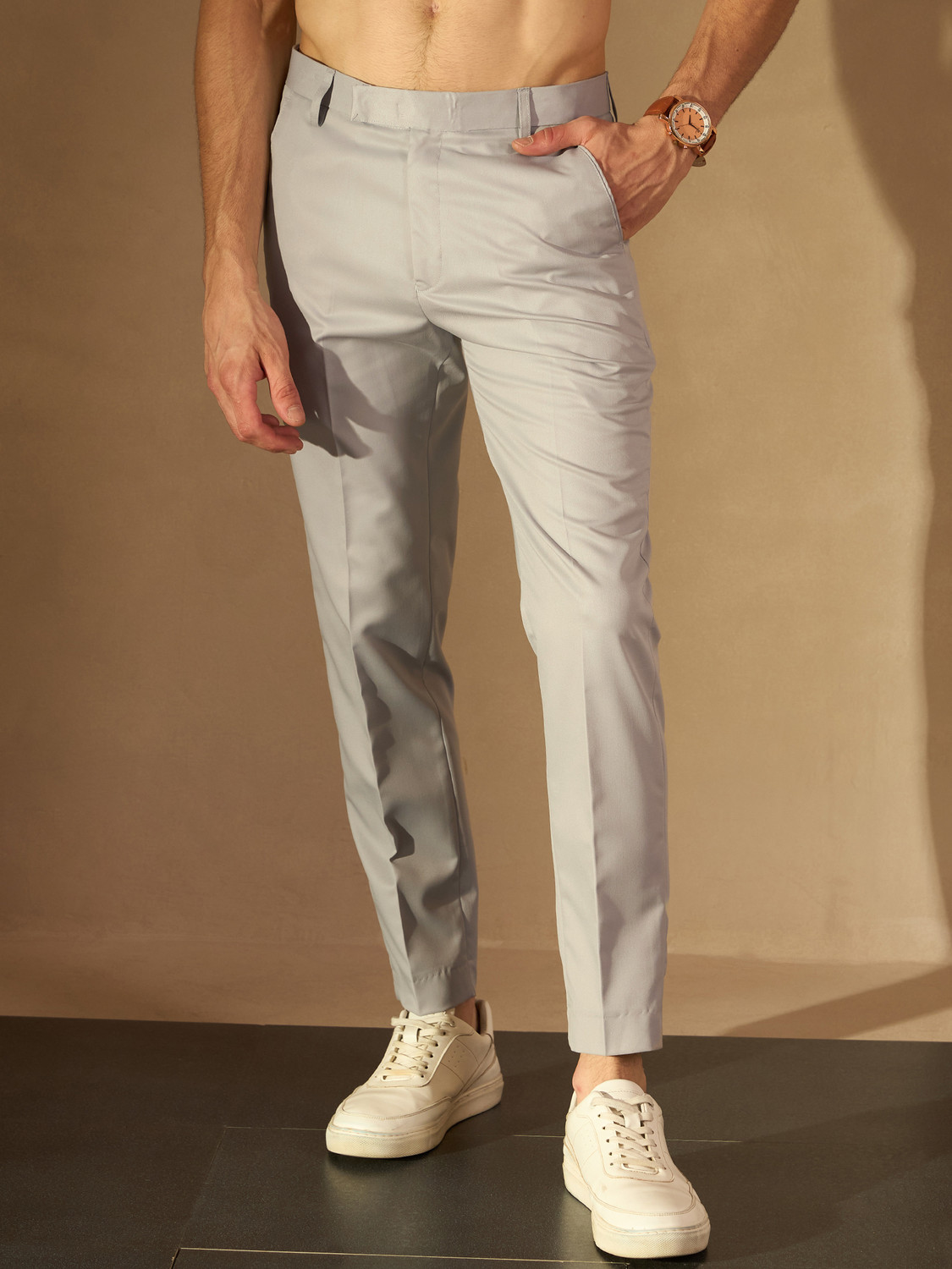 Image of DENNISON Tapered Men Grey Trousers