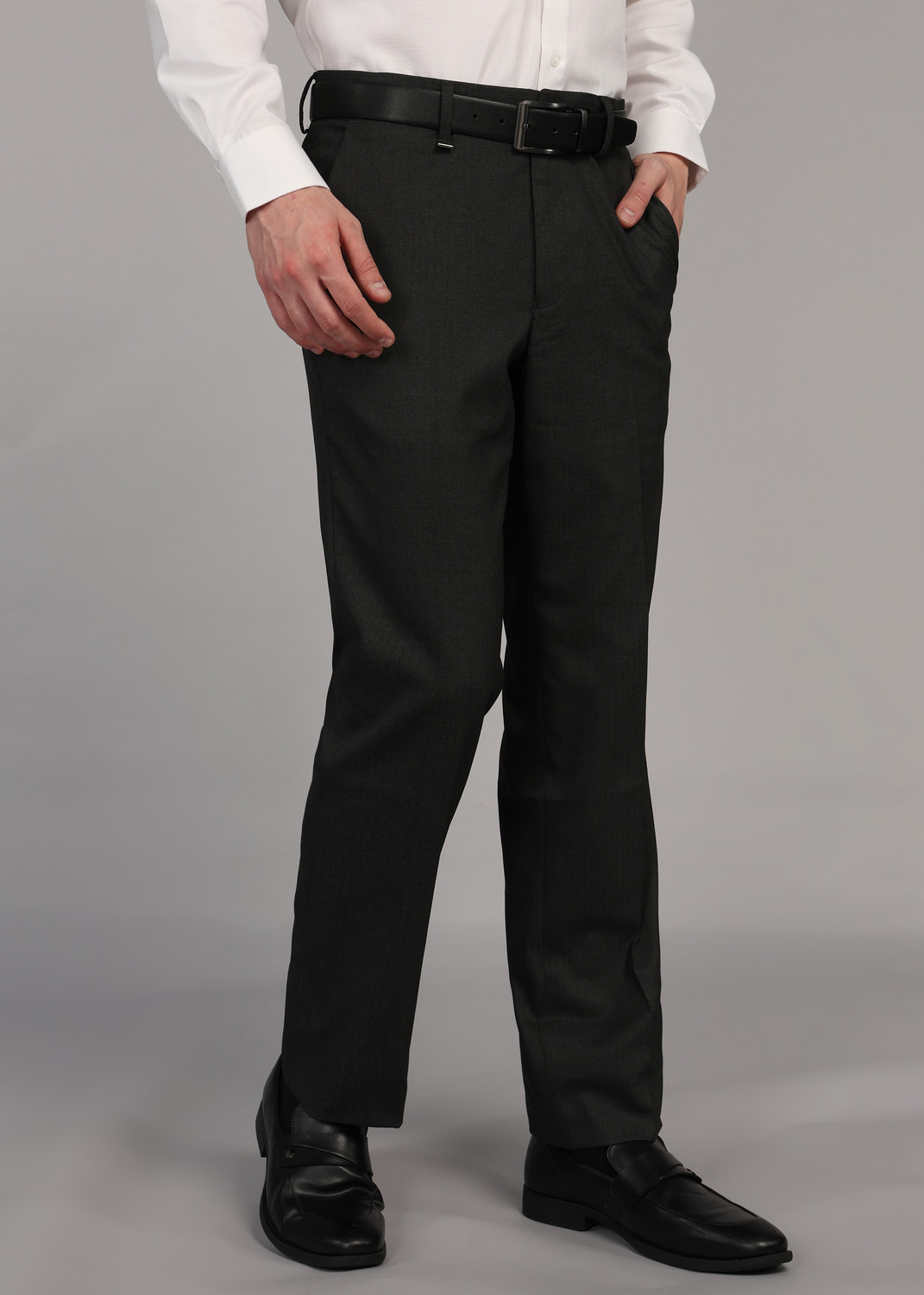 Image of VAN HEUSEN Regular Fit Men Grey Trousers