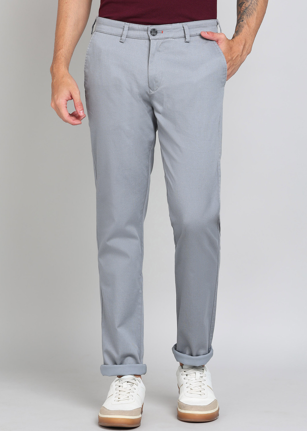 Image of KILLER Slim Fit Men Grey Trousers