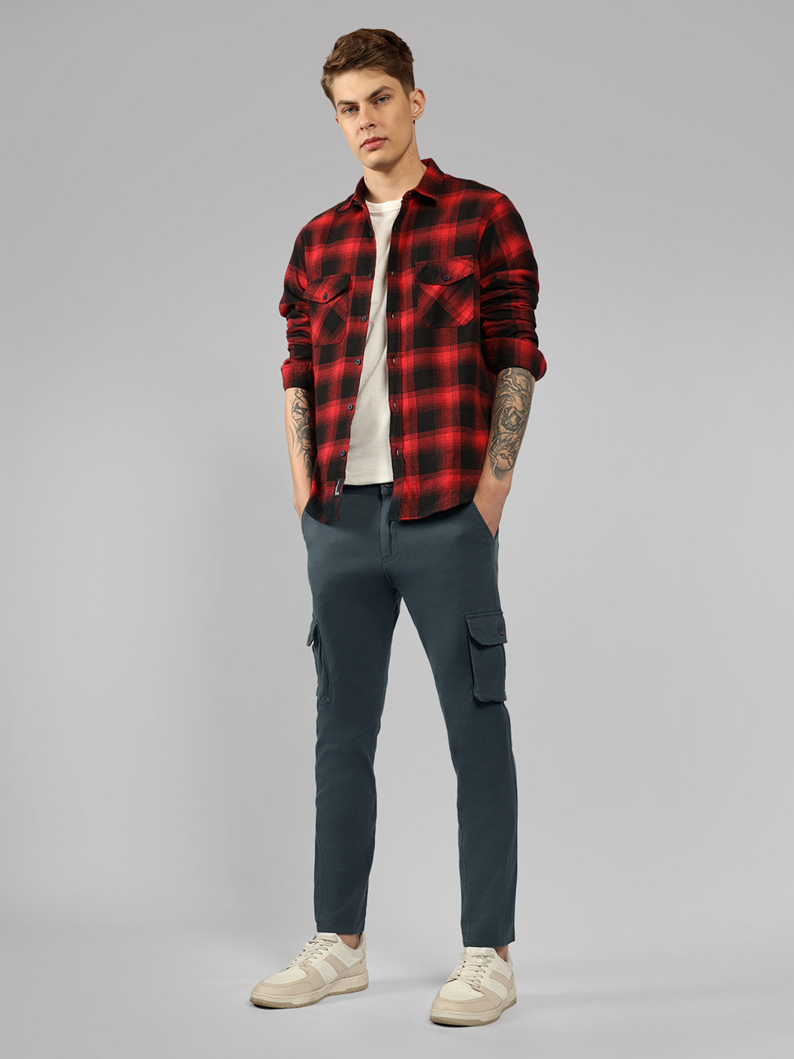 Image of Dennis Lingo Slim Fit Men Grey Trousers