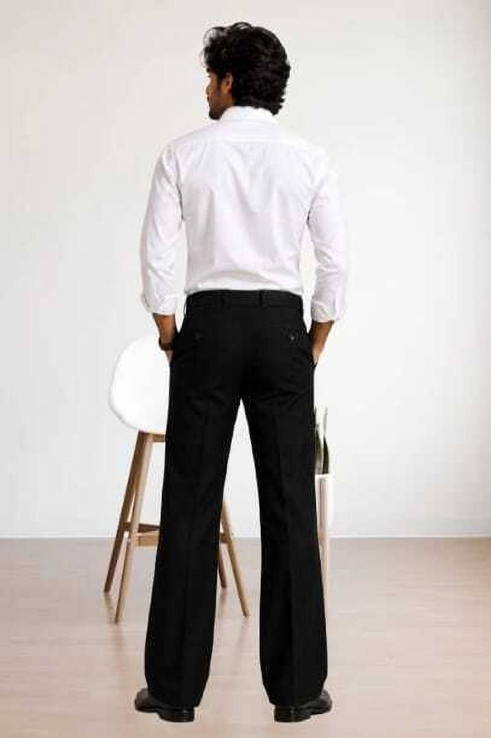Naaz Men Flared Black Linen Blend Trousers - Image 2