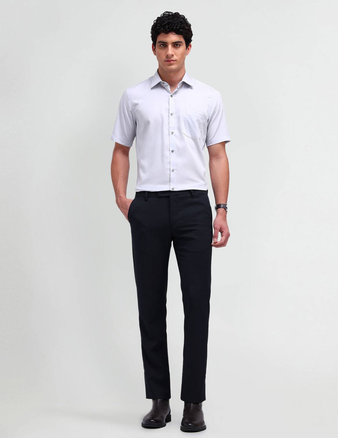 ARROW Slim Fit Men Blue Trousers - Image 3