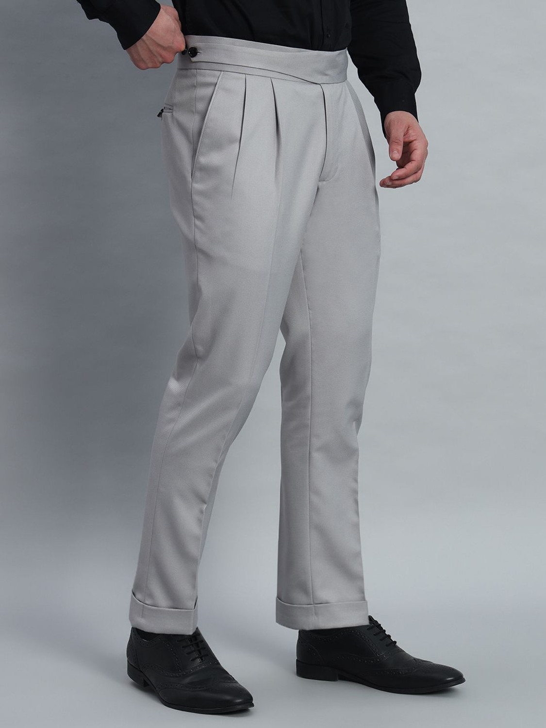 Image of FASHIONEMPIRE Regular Fit Men Grey Trousers