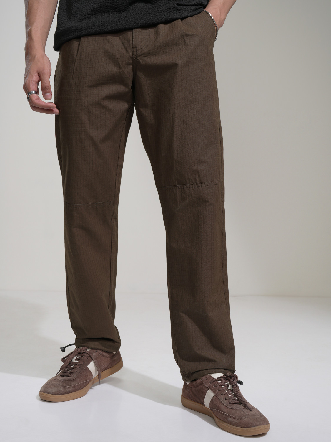 Image of HIGHLANDER Straight Fit Men Brown Trousers