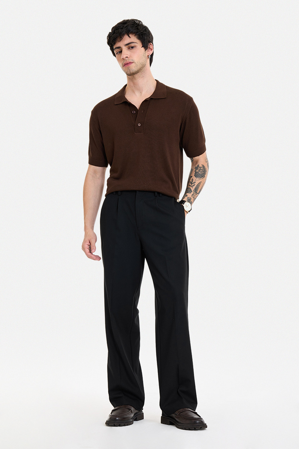 Image of Snitch Men Relaxed Black Polyester Trousers