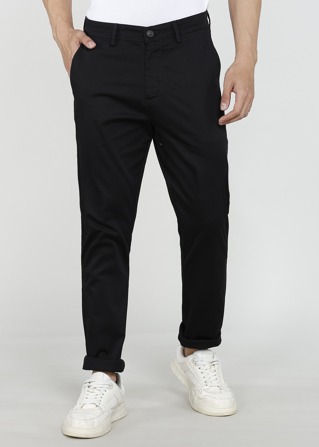 Image of PETER ENGLAND Men Slim Fit Multicolor Pure Cotton Trousers
