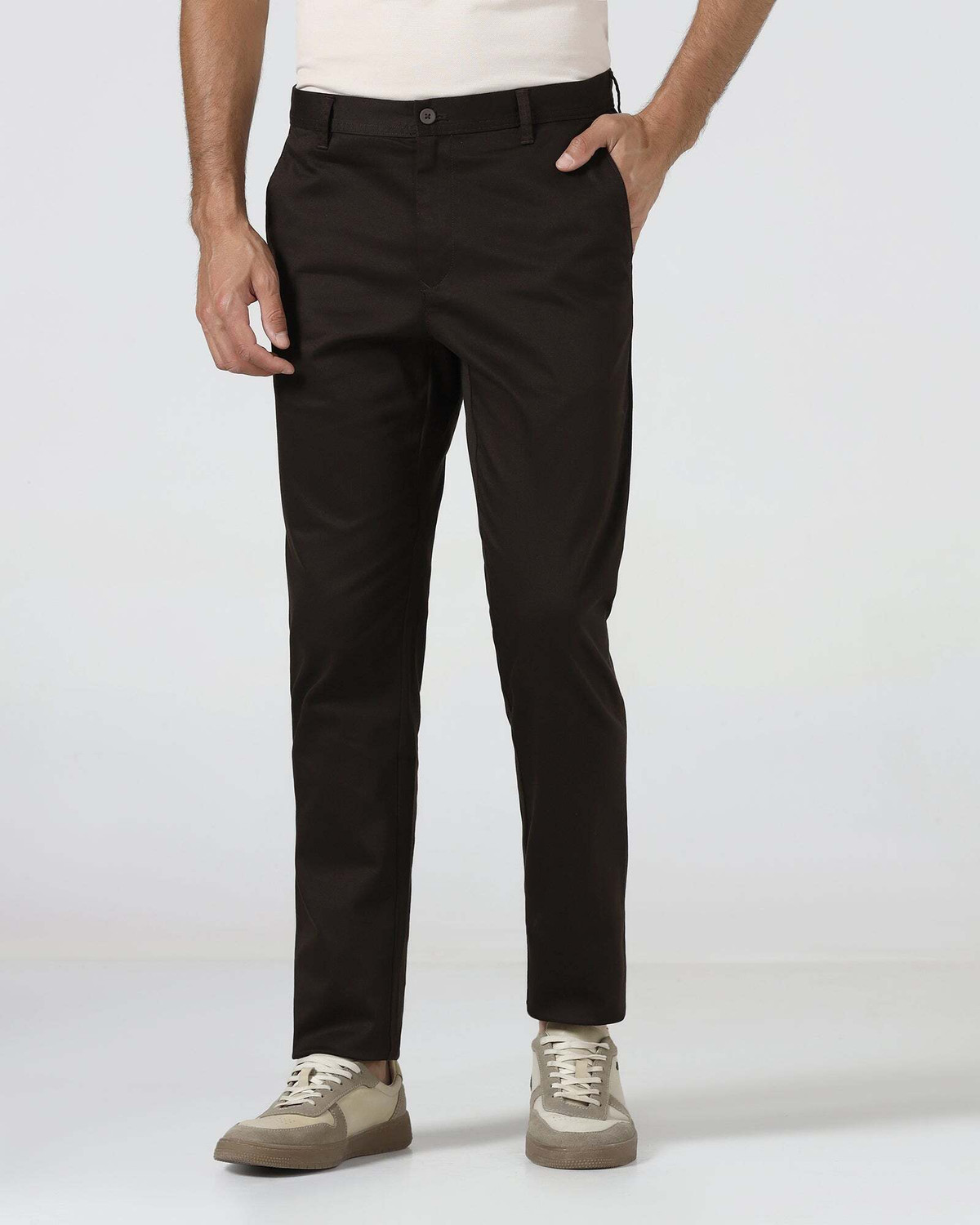 Image of Blackberrys Regular Fit Men Brown Trousers