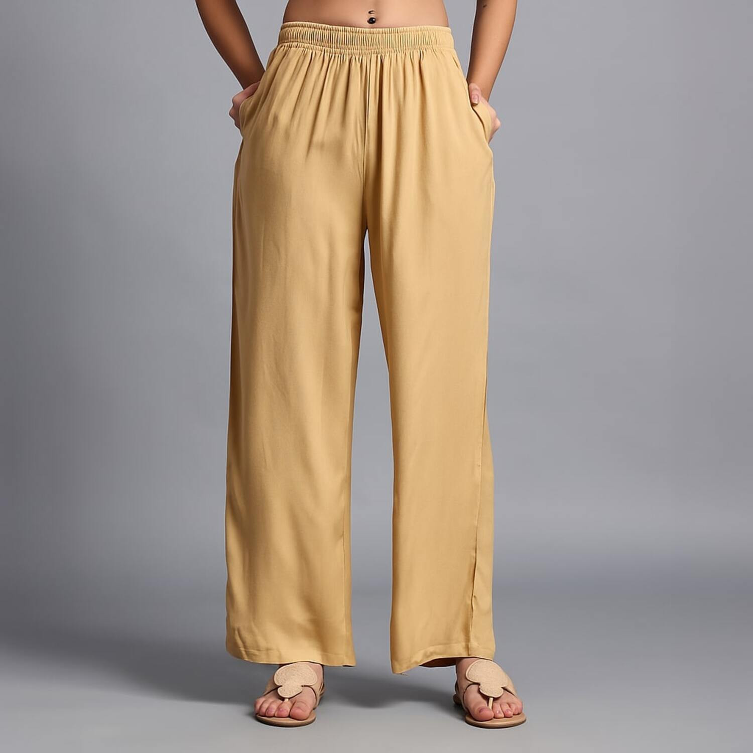 Image of Vivika Straight Fit Women Beige Trousers