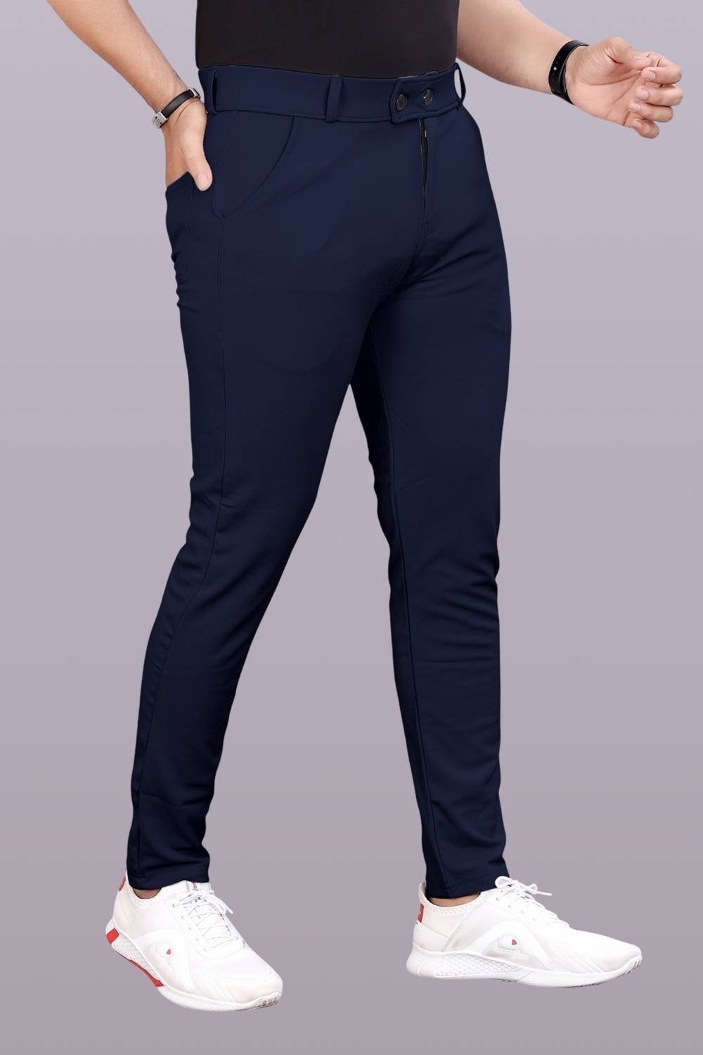 GIBBONTE Slim Fit Men Blue Trousers Pack of 2 - Image 2