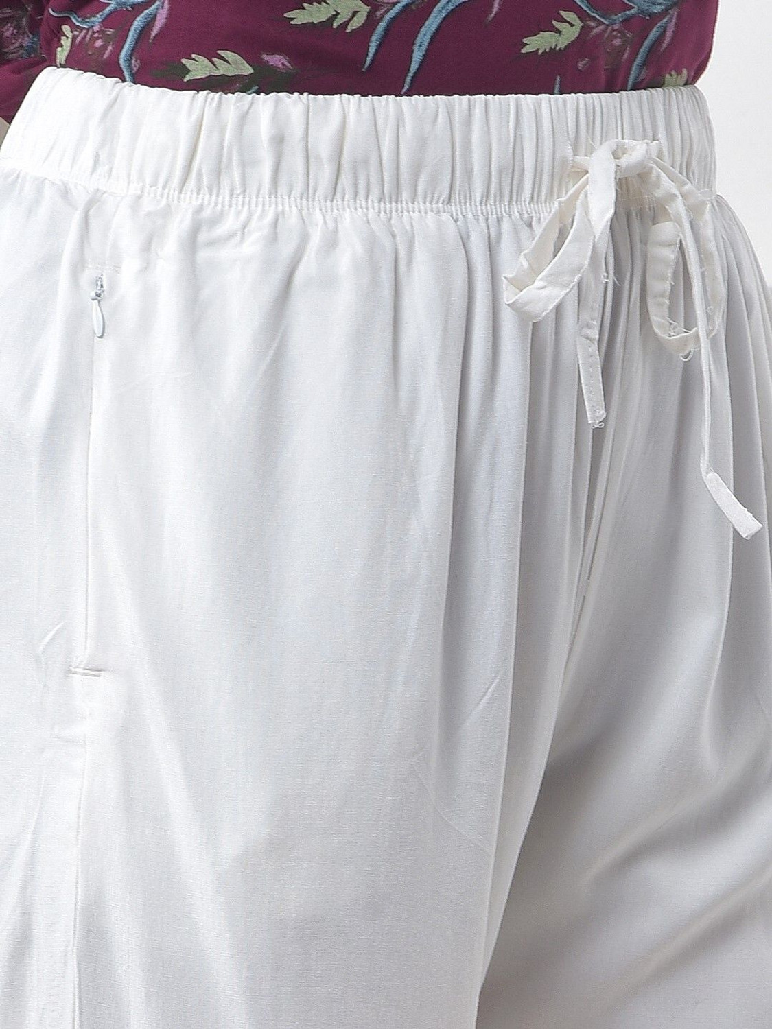 Image of Dollar Missy Women Relaxed White Viscose Rayon Trousers