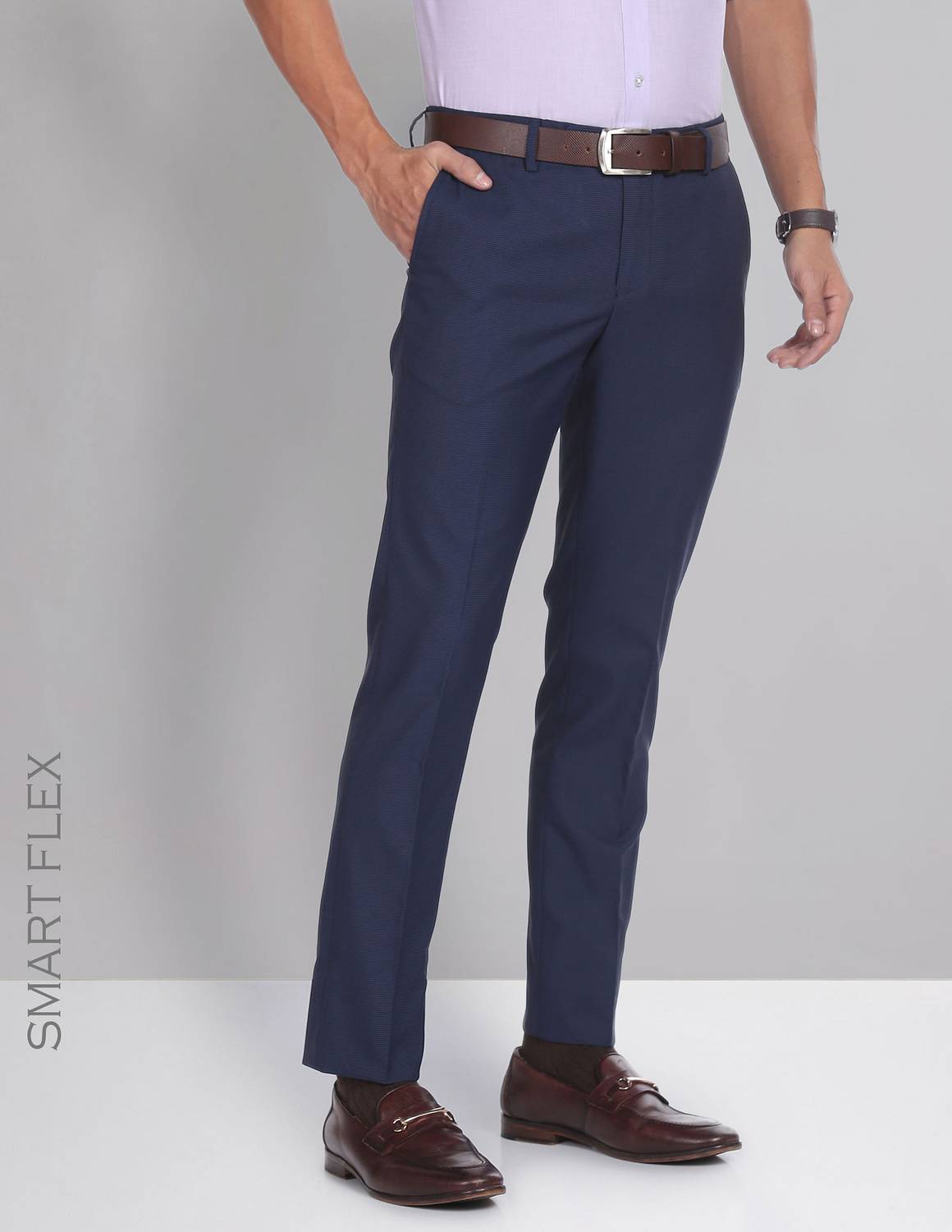 AD by Arvind Slim Fit Men Blue Trousers