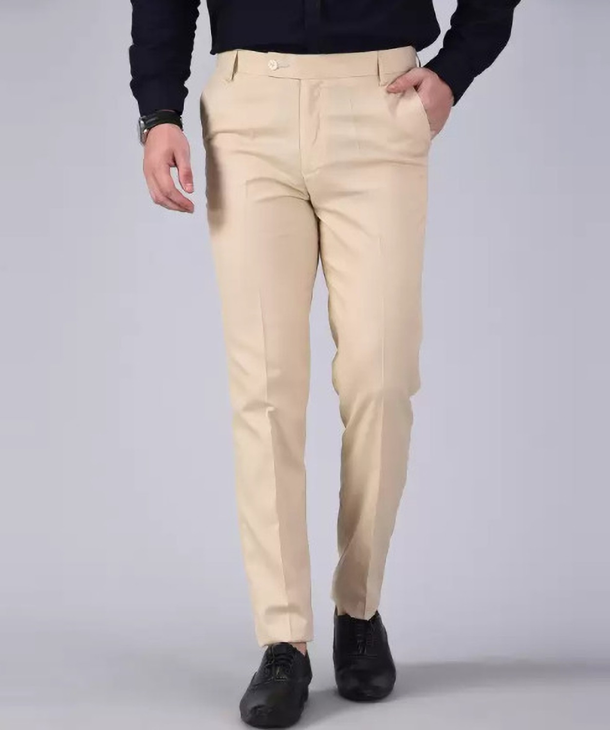 Image of Sucheh Gwalior Regular Fit Men Cream Trousers