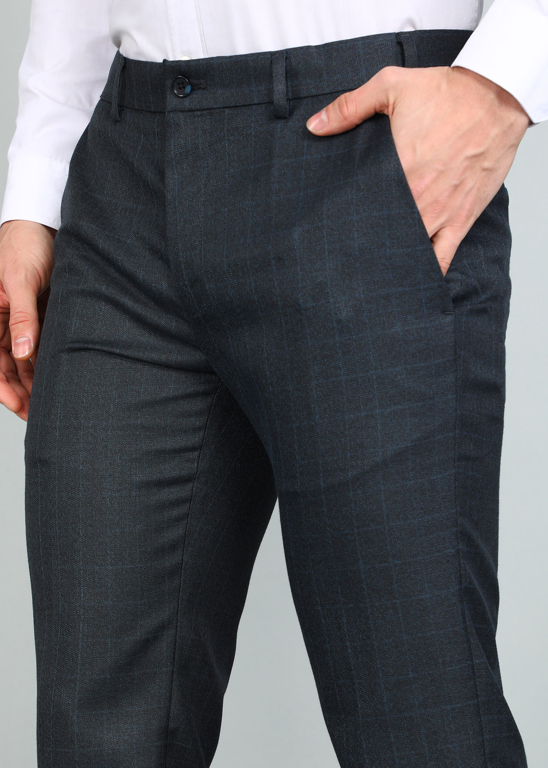 Image of Raymond Slim Fit Men Dark Blue Trousers