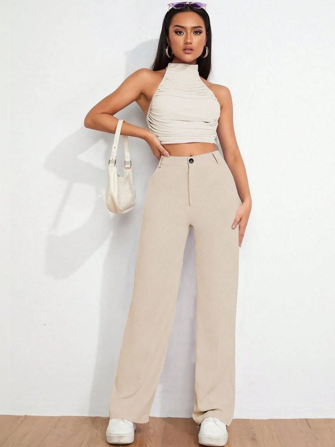 AKACY Straight Fit Women Beige Trousers