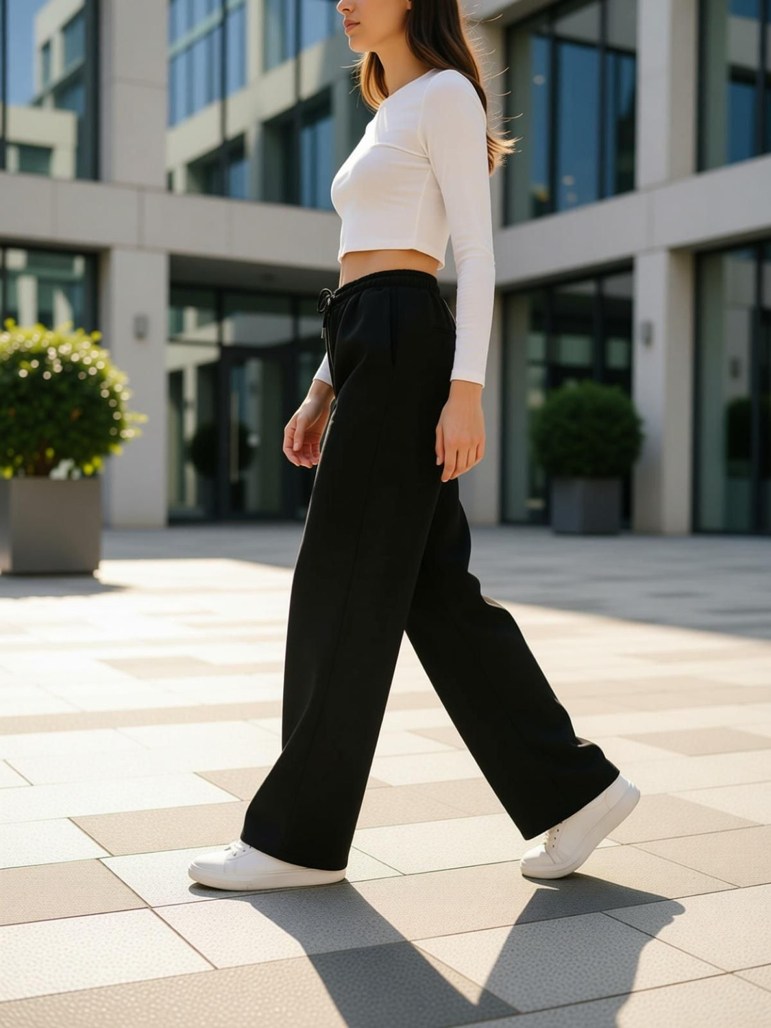Image of PERFETTE WOLLO Regular Fit Women Black Trousers