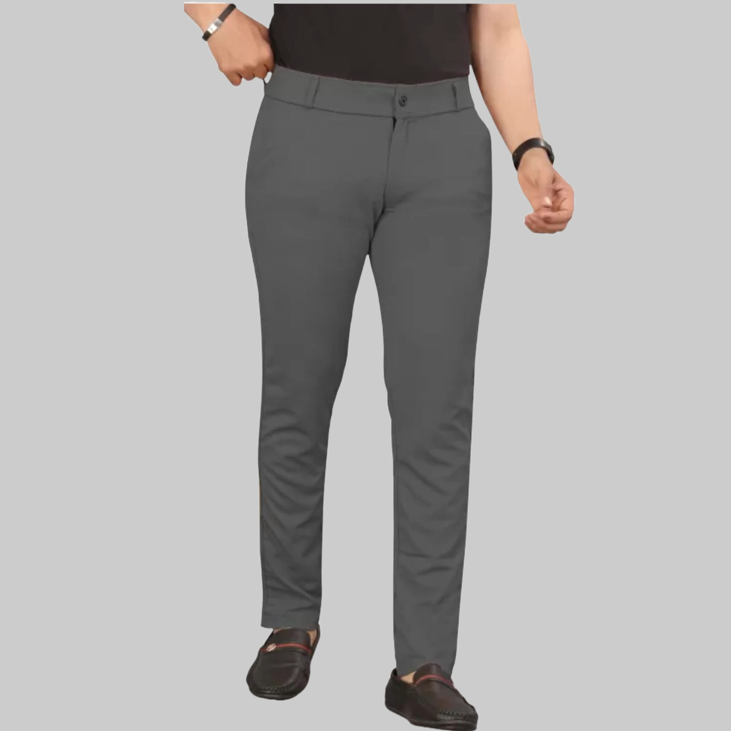 Image of VIJETAGARMENTS Regular Fit Men Grey Trousers