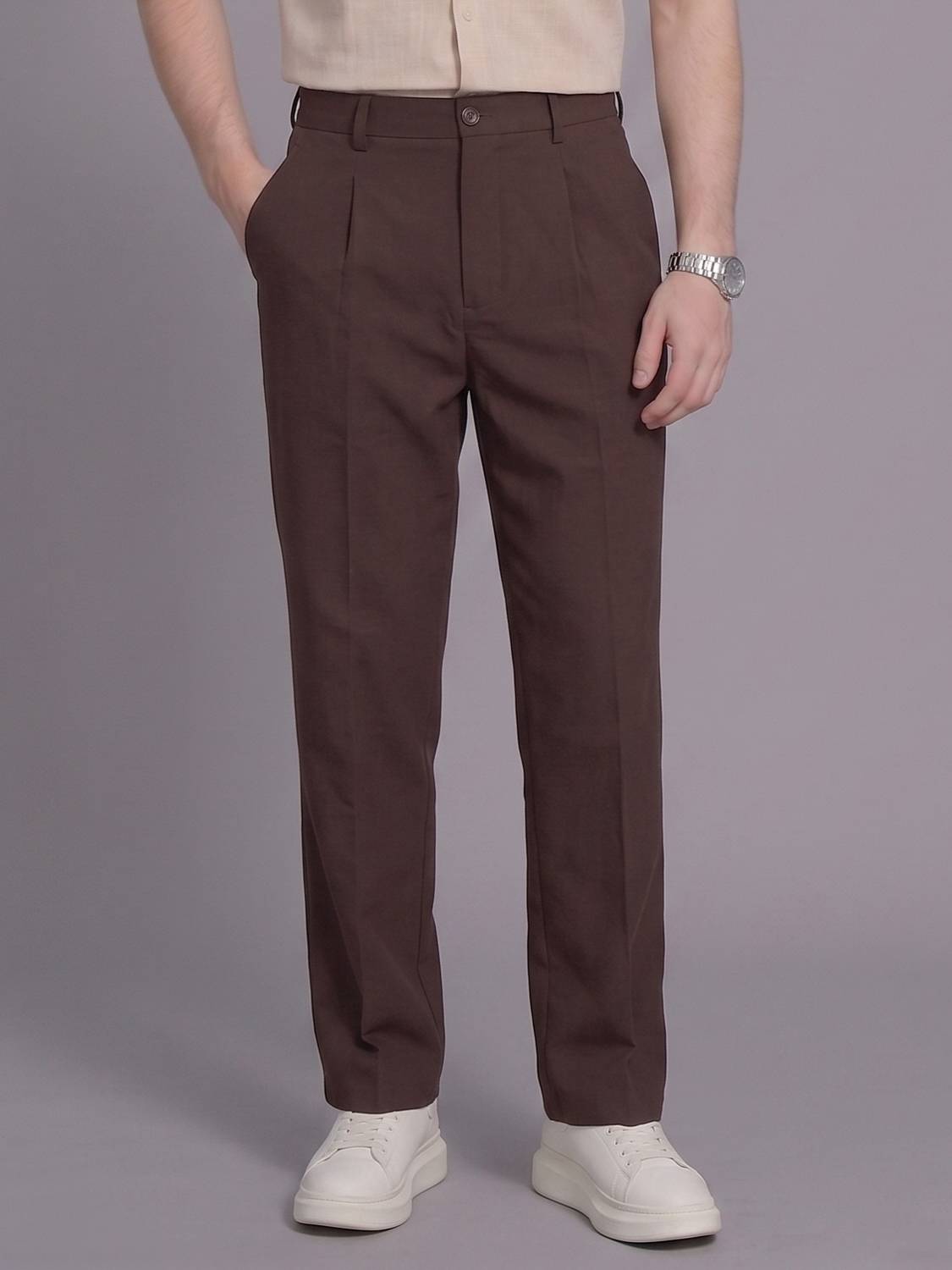 Aamish fashion Straight Fit Men Brown Trousers