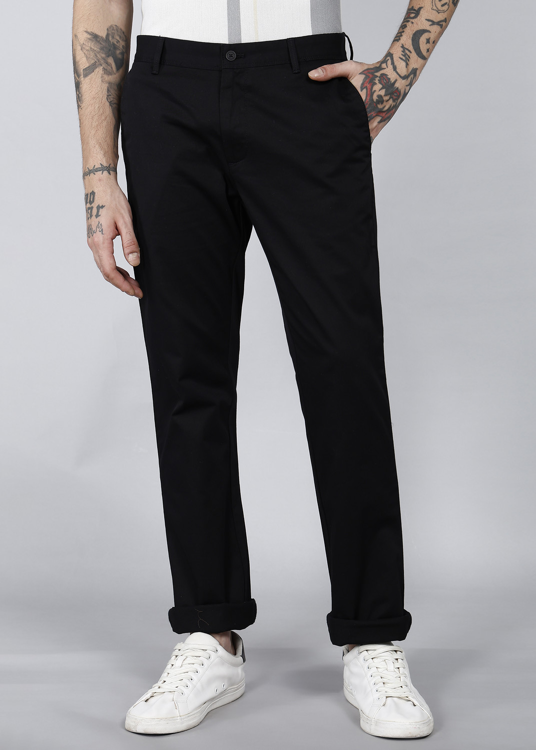 Image of Blackberrys Slim Fit Men Black Trousers