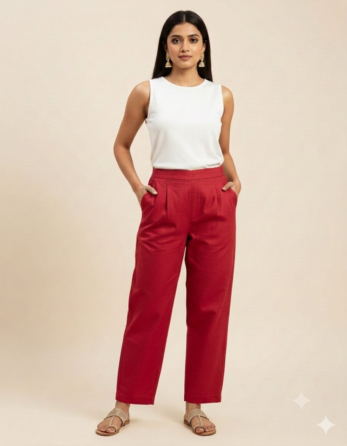 Image of Rakshita Fashions Regular Fit Women Red Trousers