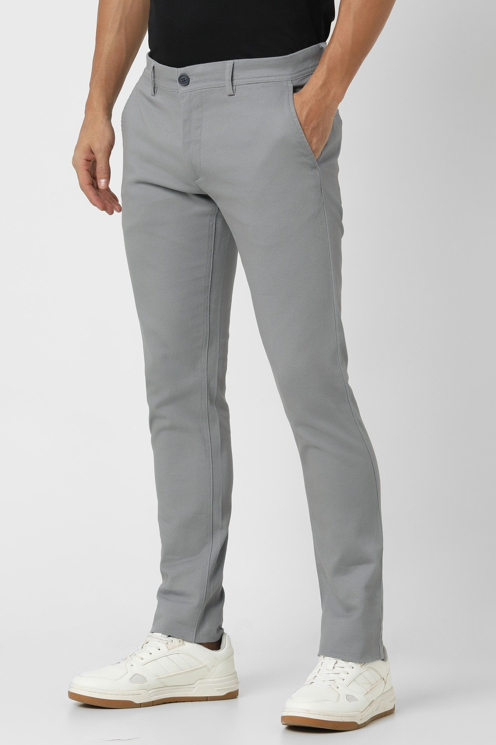 Image of PETER ENGLAND Skinny Fit Men Grey Trousers