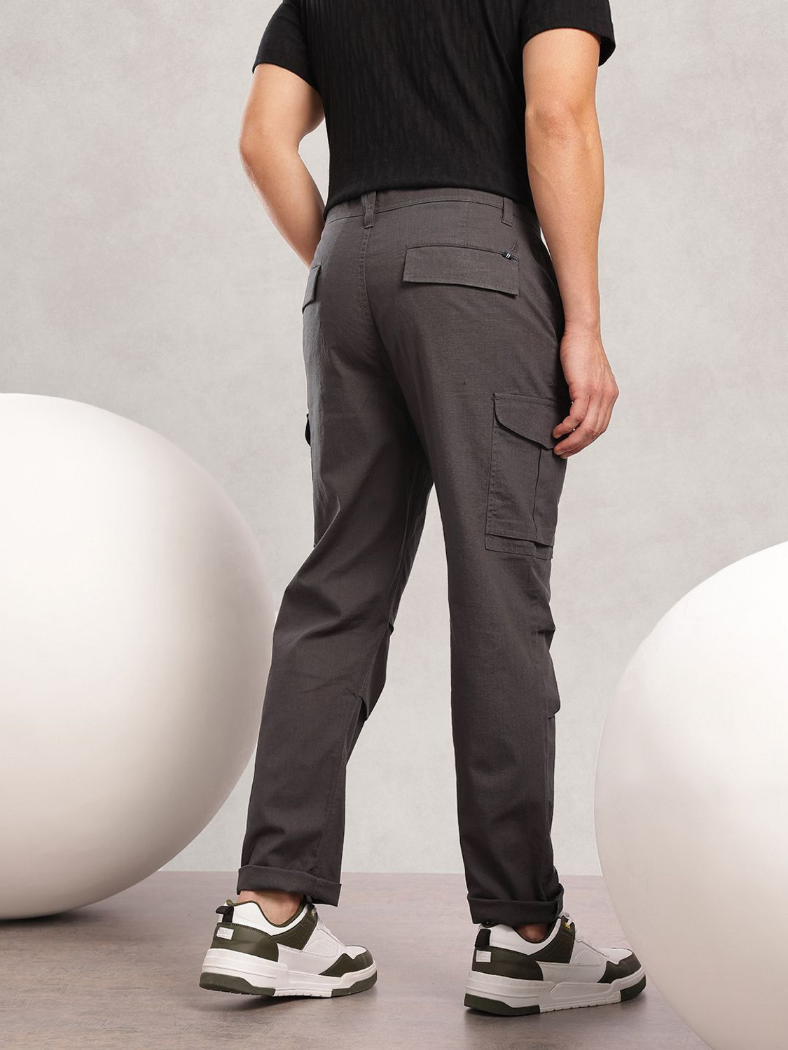 Image of NAUTICA Regular Fit Men Grey Trousers