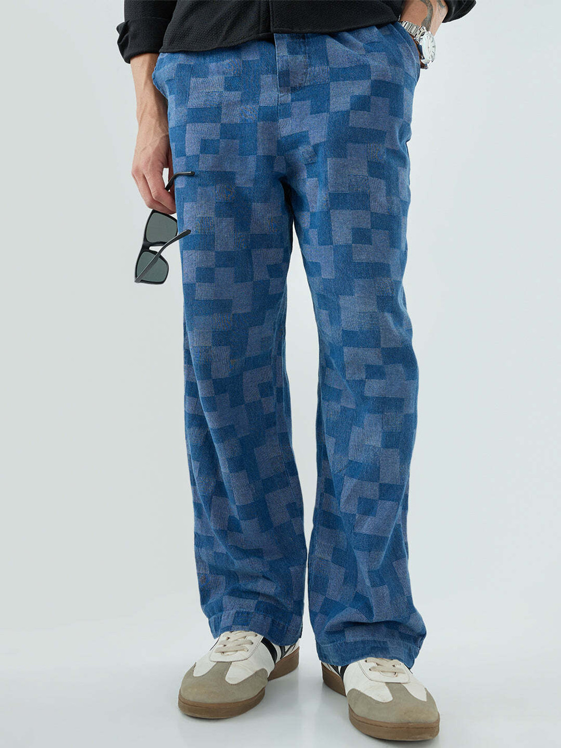 Image of VASTRADO Straight Fit Men Blue Trousers