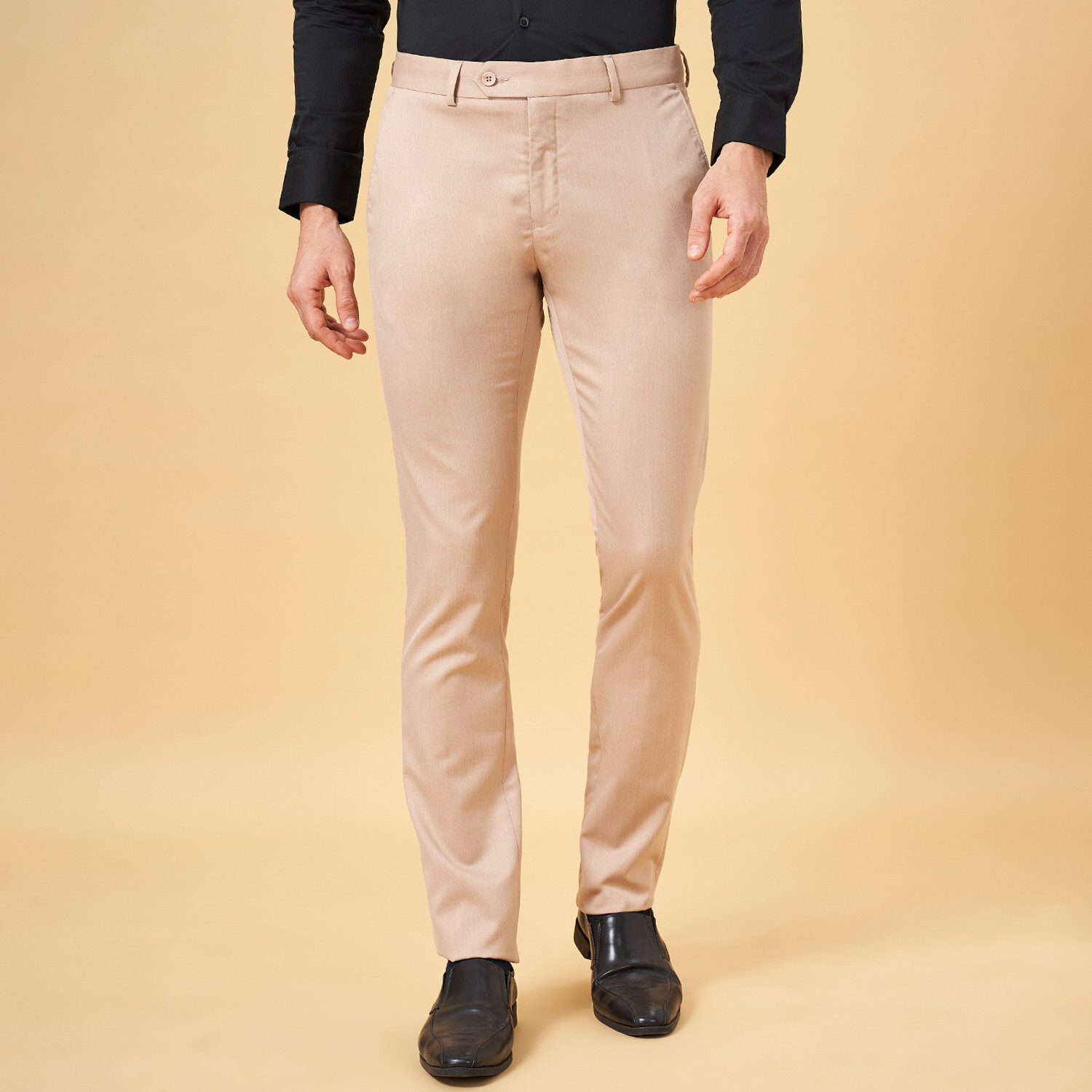 Image of Peregrine by Pantaloons Slim Fit Men Beige Trousers