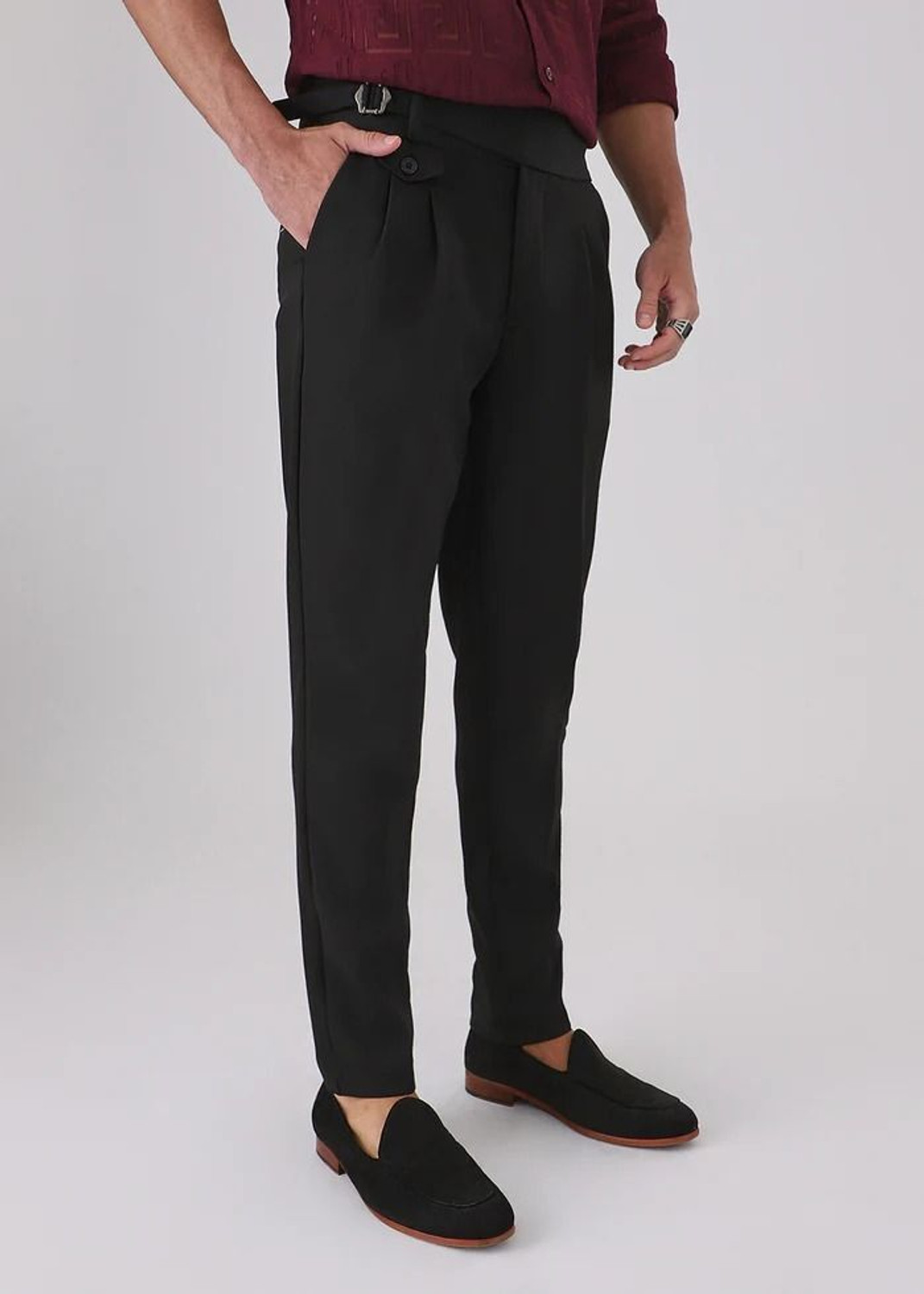 Image of SKENJEL Regular Fit Men Black Trousers