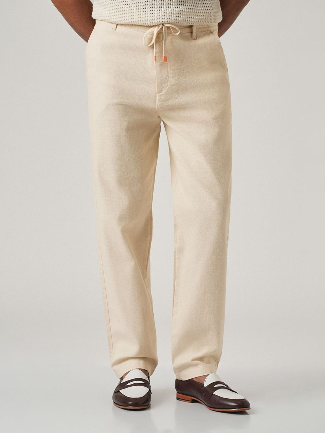 Image of Banana Club Relaxed Men Cream Trousers