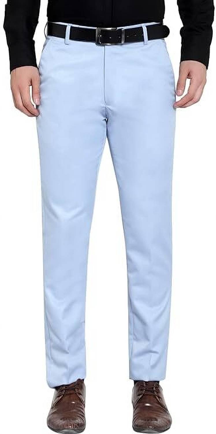 GhabaCreation Slim Fit Men Light Blue Trousers