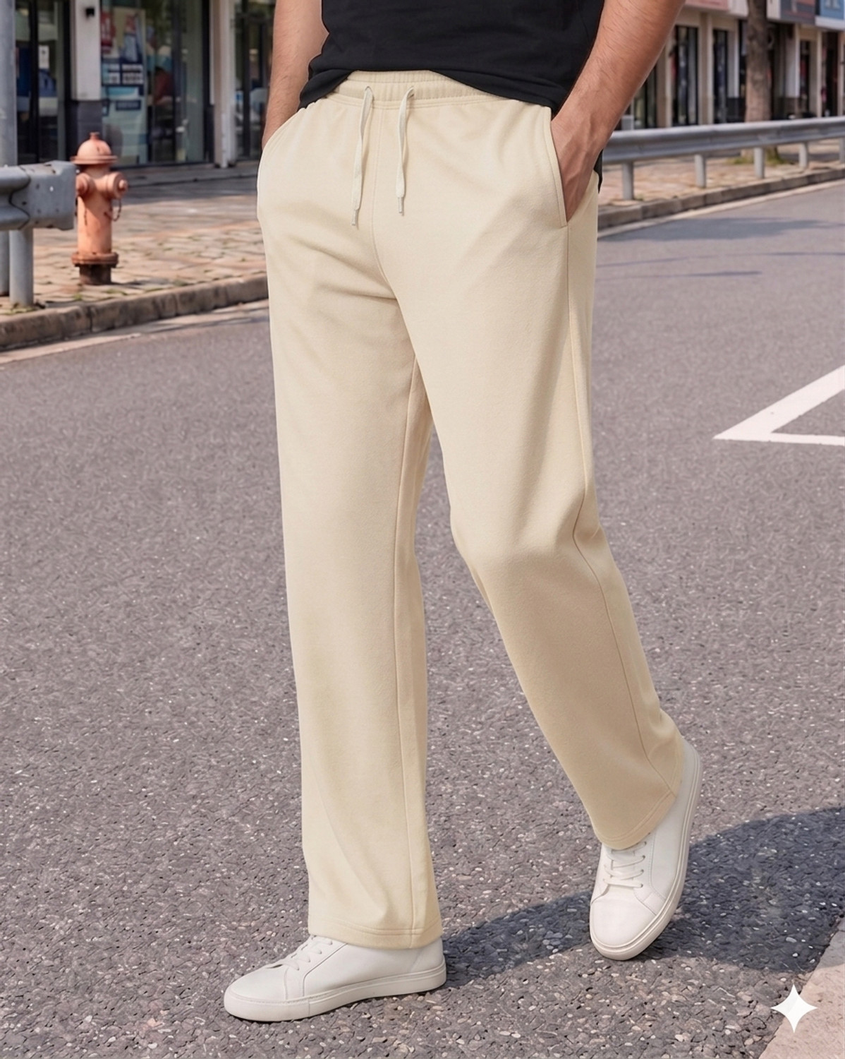 Image of METRONAUT Loose Fit Men Beige Trousers